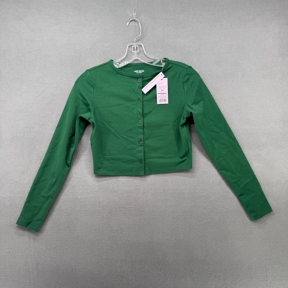 Wild Fable ButterBliss Green Cropped Button Cardigan XXS‎